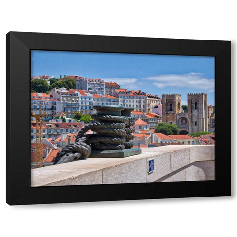 Portugal-Lisbon-View of the Lisbon Cathedral from the Arco da Rua Augusta Black Modern Wood Framed Art Print by Eggers, Julie