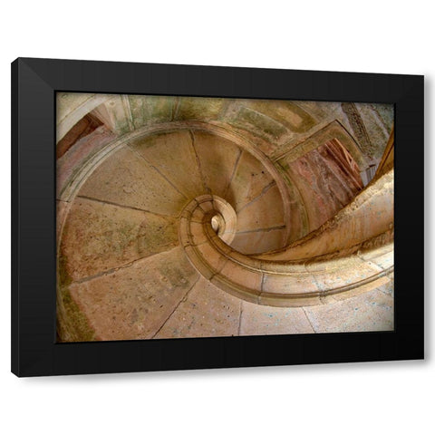 Portugal-Tomar-Stairway in the Royal Cloister of the Convent of Christ in Tomar Black Modern Wood Framed Art Print with Double Matting by Eggers, Julie