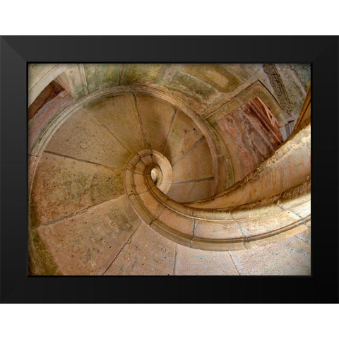 Portugal-Tomar-Stairway in the Royal Cloister of the Convent of Christ in Tomar Black Modern Wood Framed Art Print by Eggers, Julie