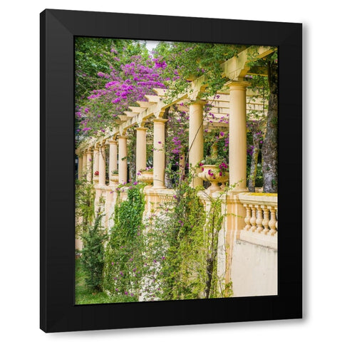 Portugal-Aveiro-Parque Dom Pedro Infante in Aveiro-Stone balustrade with pergola and columns Black Modern Wood Framed Art Print with Double Matting by Eggers, Julie
