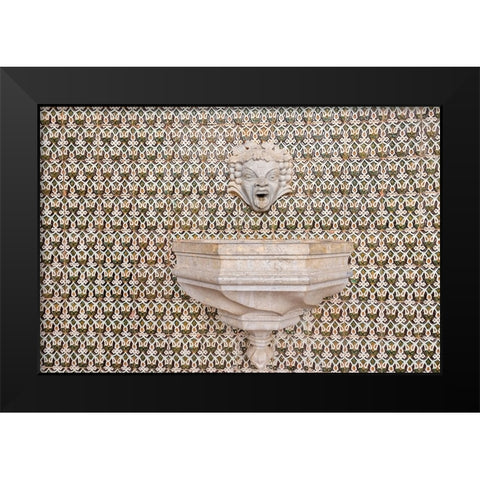 Cascais-Portugal Geometric patterned Portuguese tiles Black Modern Wood Framed Art Print by McRoberts, Julien