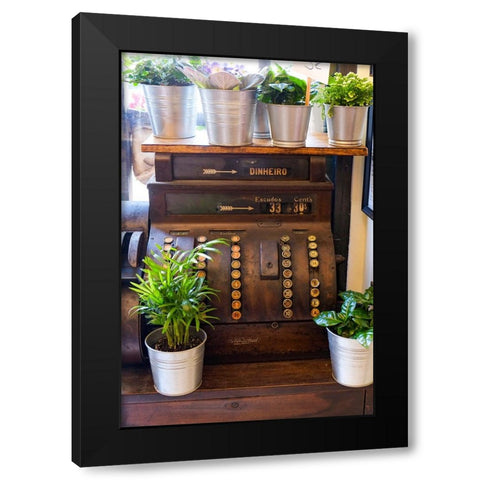 Lisbon-Portugal Antique Portuguese cash register Black Modern Wood Framed Art Print by McRoberts, Julien