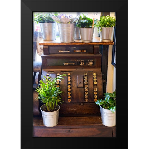 Lisbon-Portugal Antique Portuguese cash register Black Modern Wood Framed Art Print by McRoberts, Julien