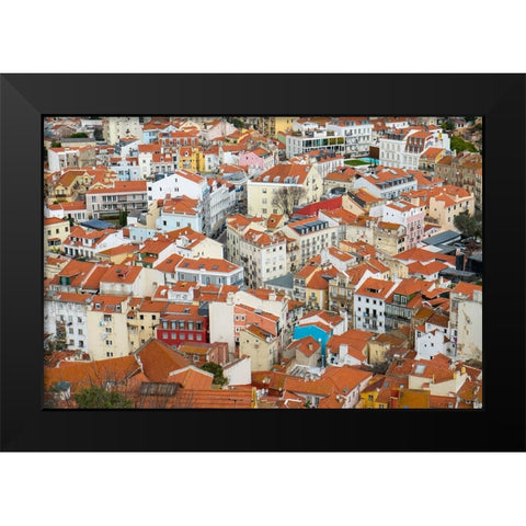 Lisbon- Portugal. View of beautiful Lisbon with its ancient buildings. Black Modern Wood Framed Art Print by McRoberts, Julien
