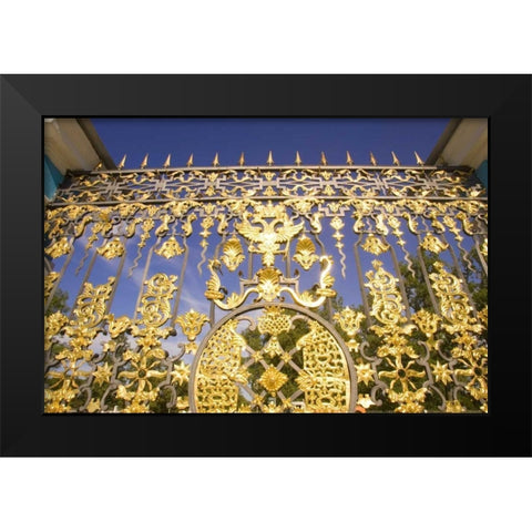 Russia, Pushkin Gate detail at Catherine Palace Black Modern Wood Framed Art Print by Ross, Nancy ,  Steve