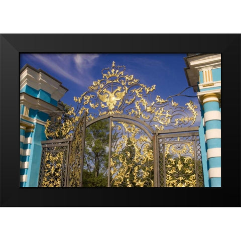 Russia, Pushkin Gate detail at Catherine Palace Black Modern Wood Framed Art Print by Ross, Nancy ,  Steve