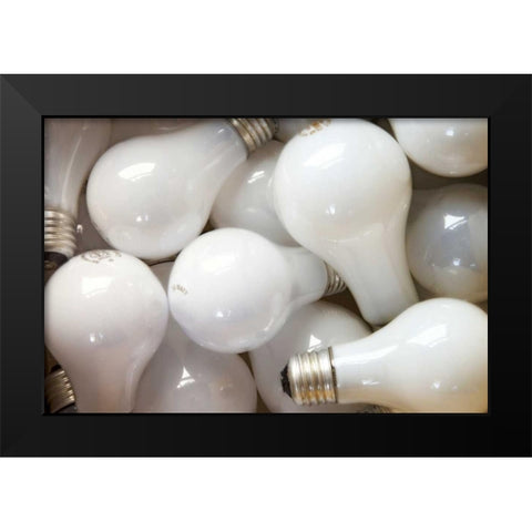 Montage close-up of incandescent light bulbs Black Modern Wood Framed Art Print by Paulson, Don