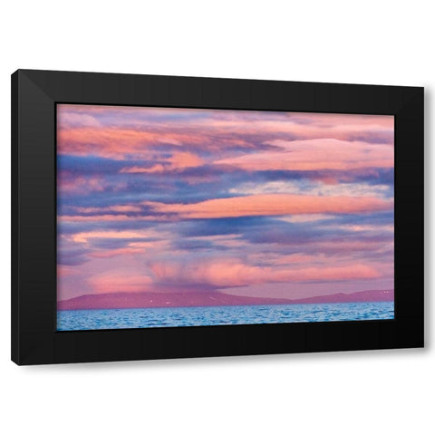 Sunset sky over the ocean-Cape Dezhnev-Bering Sea-Russian Far East Black Modern Wood Framed Art Print by Su, Keren