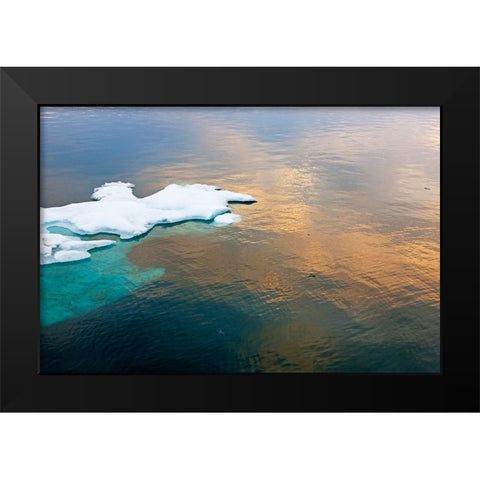 Sunset view of floating ice on Bering Sea-Russia Far East Black Modern Wood Framed Art Print by Su, Keren