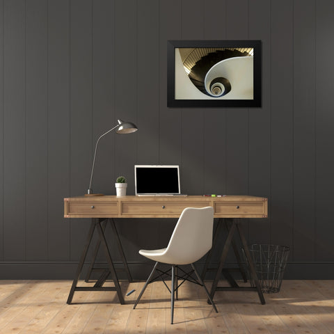 Europe Spain, Bilbao Spiral staircase Black Modern Wood Framed Art Print by Zuckerman, Jim