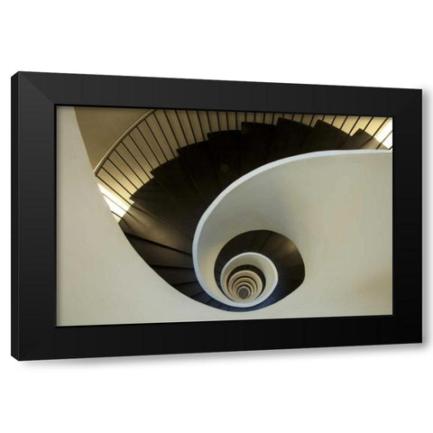 Europe Spain, Bilbao Spiral staircase Black Modern Wood Framed Art Print by Zuckerman, Jim