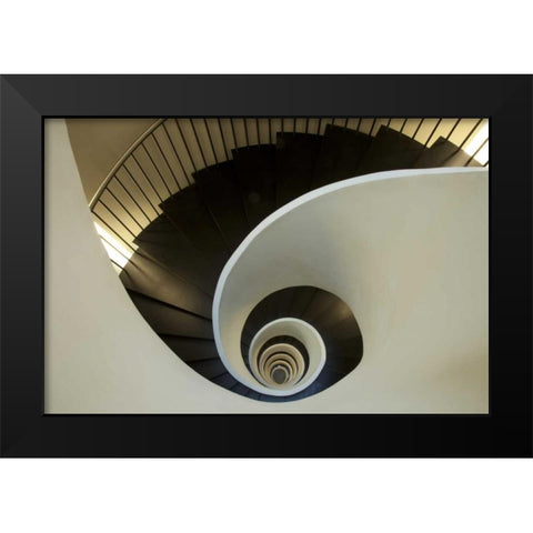 Europe Spain, Bilbao Spiral staircase Black Modern Wood Framed Art Print by Zuckerman, Jim
