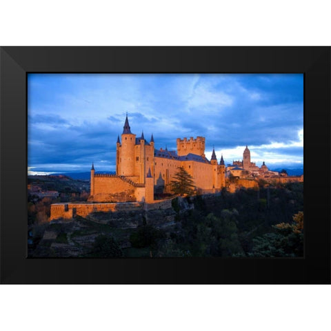 Europe, Spain, Segovia Alcazar castle at sunset Black Modern Wood Framed Art Print by Zuckerman, Jim