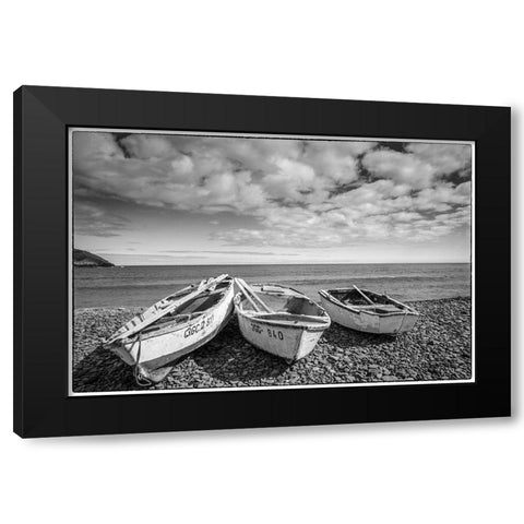 Spain-Canary Islands-Fuerteventura Island-Pozo Negro-fishing boats Black Modern Wood Framed Art Print with Double Matting by Bibikow, Walter