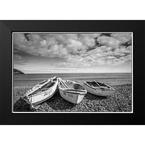 Spain-Canary Islands-Fuerteventura Island-Pozo Negro-fishing boats Black Modern Wood Framed Art Print by Bibikow, Walter