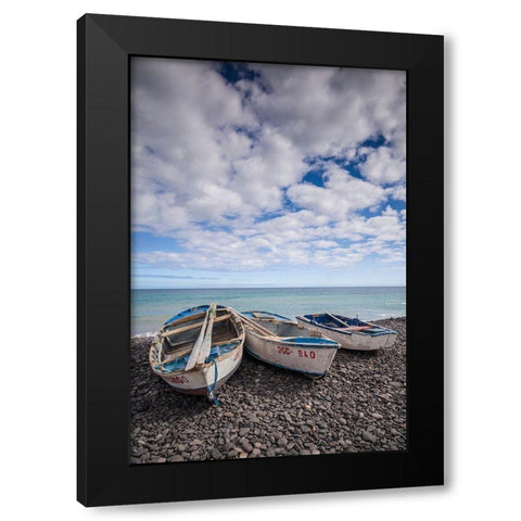 Spain-Canary Islands-Fuerteventura Island-Pozo Negro-fishing boats Black Modern Wood Framed Art Print with Double Matting by Bibikow, Walter