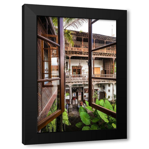 Spain-Canary Islands-Tenerife Island-La Orotava-Casa de los Balcones-traditional Canarian house Black Modern Wood Framed Art Print by Bibikow, Walter