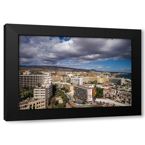 Spain-Canary Islands-Gran Canaria Island-Playa del Ingles-high angle view of town Black Modern Wood Framed Art Print with Double Matting by Bibikow, Walter