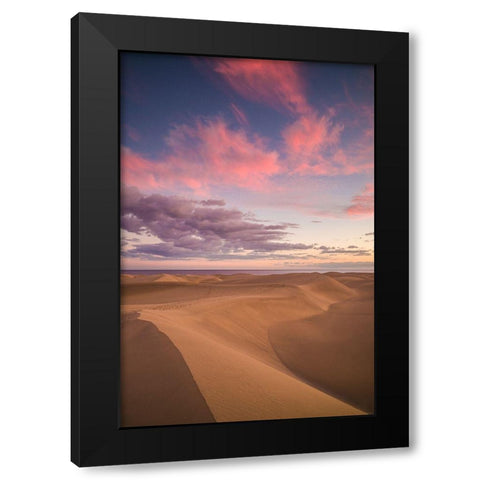 Spain-Canary Islands-Gran Canaria Island-Maspalomas-Maspalomas Dunes National Park-dusk Black Modern Wood Framed Art Print with Double Matting by Bibikow, Walter