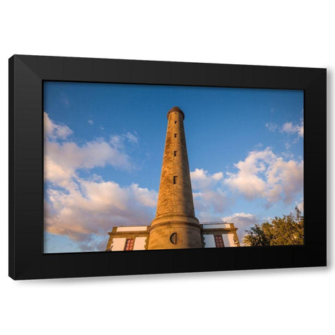 Spain-Canary Islands-Gran Canaria Island-Maspalomas-Maspalomas Lighthouse-sunset Black Modern Wood Framed Art Print by Bibikow, Walter