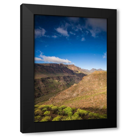 Spain-Canary Islands-Gran Canaria Island-Barranco-mountain view of the Barranco de Tirajana Black Modern Wood Framed Art Print by Bibikow, Walter
