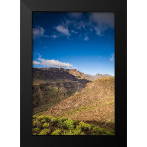 Spain-Canary Islands-Gran Canaria Island-Barranco-mountain view of the Barranco de Tirajana Black Modern Wood Framed Art Print by Bibikow, Walter