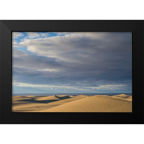 Spain-Canary Islands-Gran Canaria Island-Maspalomas-Maspalomas Dunes National Park Black Modern Wood Framed Art Print by Bibikow, Walter