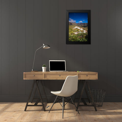 Spain-Canary Islands-Gran Canaria Island-San Bartolome de Tirajana-high angle view of town Black Modern Wood Framed Art Print by Bibikow, Walter