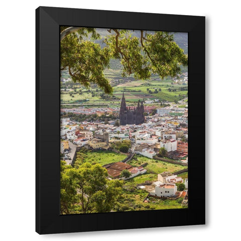 Spain-Canary Islands-Gran Canaria Island-Arucas-high angle view of town Black Modern Wood Framed Art Print with Double Matting by Bibikow, Walter