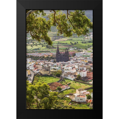 Spain-Canary Islands-Gran Canaria Island-Arucas-high angle view of town Black Modern Wood Framed Art Print by Bibikow, Walter