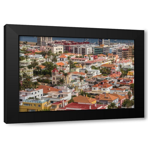 Spain-Canary Islands-Gran Canaria Island-Las Palmas de Gran Canaria-high angle view of city Black Modern Wood Framed Art Print by Bibikow, Walter