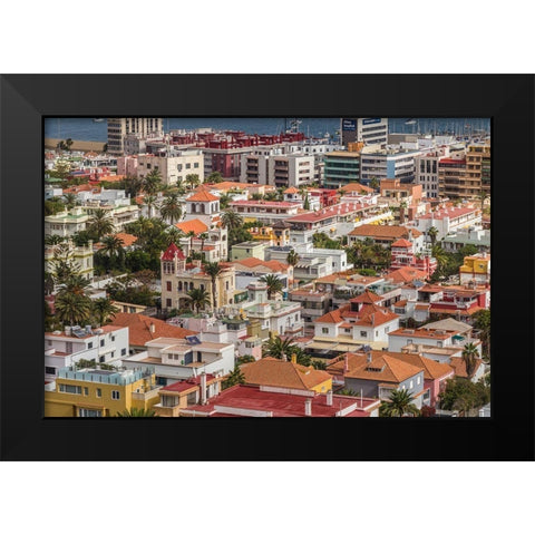 Spain-Canary Islands-Gran Canaria Island-Las Palmas de Gran Canaria-high angle view of city Black Modern Wood Framed Art Print by Bibikow, Walter