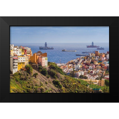 Spain-Canary Islands-Gran Canaria Island-Las Palmas de Gran Canaria Black Modern Wood Framed Art Print by Bibikow, Walter