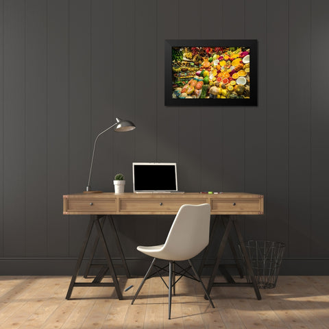 Spain-Canary Islands-Gran Canaria Island-Las Palmas de Gran Canaria-Covered Market Black Modern Wood Framed Art Print by Bibikow, Walter