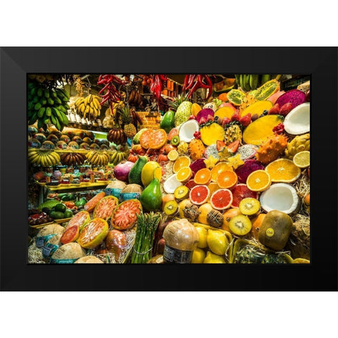Spain-Canary Islands-Gran Canaria Island-Las Palmas de Gran Canaria-Covered Market Black Modern Wood Framed Art Print by Bibikow, Walter
