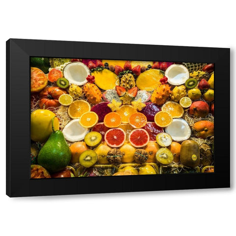 Spain-Canary Islands-Gran Canaria Island-Las Palmas de Gran Canaria-Covered Market Black Modern Wood Framed Art Print by Bibikow, Walter