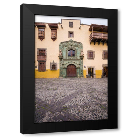 Spain-Canary Islands-Gran Canaria Island-Las Palmas de Gran Canaria-Casa Museo de Colon-exterior Black Modern Wood Framed Art Print by Bibikow, Walter