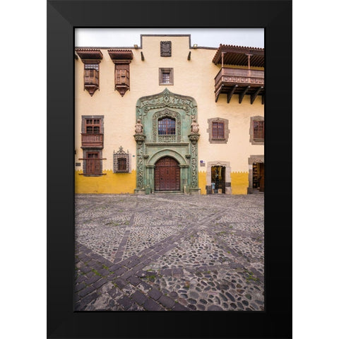Spain-Canary Islands-Gran Canaria Island-Las Palmas de Gran Canaria-Casa Museo de Colon-exterior Black Modern Wood Framed Art Print by Bibikow, Walter