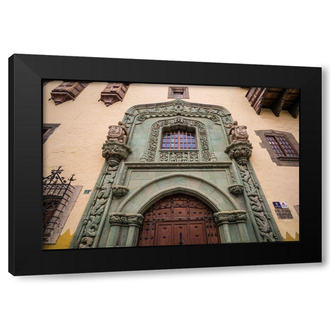 Spain-Canary Islands-Gran Canaria Island-Las Palmas de Gran Canaria-Casa Museo de Colon-exterior Black Modern Wood Framed Art Print by Bibikow, Walter