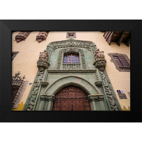 Spain-Canary Islands-Gran Canaria Island-Las Palmas de Gran Canaria-Casa Museo de Colon-exterior Black Modern Wood Framed Art Print by Bibikow, Walter