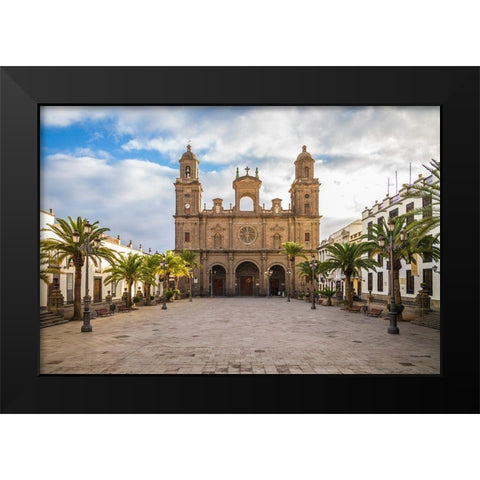 Spain-Canary Islands-Gran Canaria Island-Las Palmas de Gran Canaria-Catedral de Santa Ana-exterior Black Modern Wood Framed Art Print by Bibikow, Walter