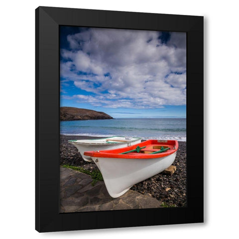 Spain-Canary Islands-Fuerteventura Island-Pozo Negro-fishing boats Black Modern Wood Framed Art Print with Double Matting by Bibikow, Walter