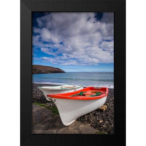 Spain-Canary Islands-Fuerteventura Island-Pozo Negro-fishing boats Black Modern Wood Framed Art Print by Bibikow, Walter