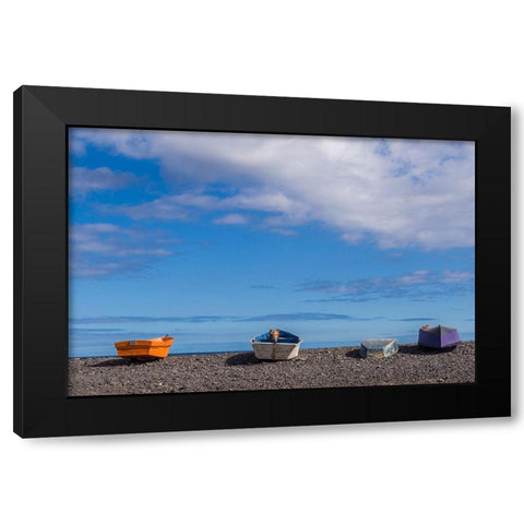 Spain-Canary Islands-Fuerteventura Island-Pozo Negro-fishing boats Black Modern Wood Framed Art Print with Double Matting by Bibikow, Walter