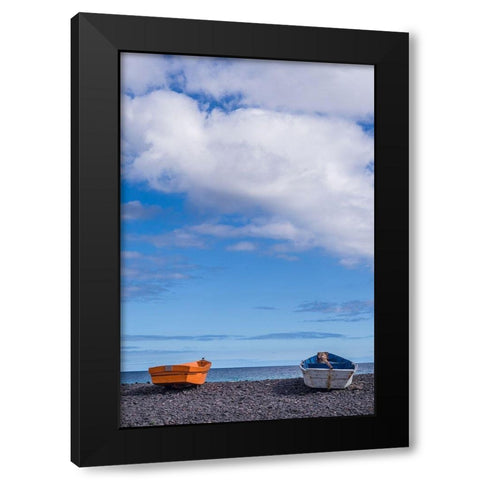 Spain-Canary Islands-Fuerteventura Island-Pozo Negro-fishing boats Black Modern Wood Framed Art Print with Double Matting by Bibikow, Walter