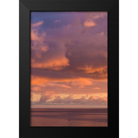 Canary Islands-Fuerteventura Island-Morro Jable-Playa de la Cebada beach-sunset sky Black Modern Wood Framed Art Print by Bibikow, Walter