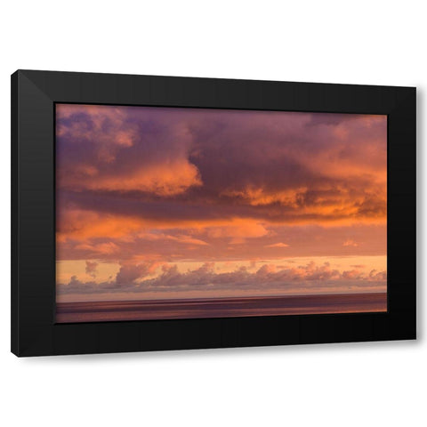 Canary Islands-Fuerteventura Island-Morro Jable-Playa de la Cebada beach-sunset sky Black Modern Wood Framed Art Print with Double Matting by Bibikow, Walter
