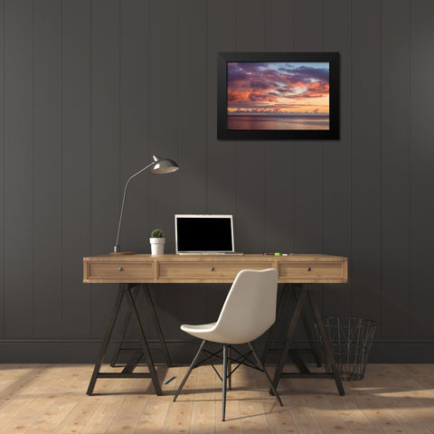Canary Islands-Fuerteventura Island-Morro Jable-Playa de la Cebada beach-sunset sky Black Modern Wood Framed Art Print by Bibikow, Walter