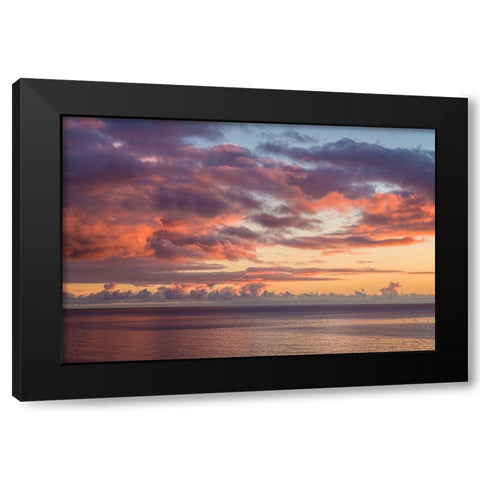 Canary Islands-Fuerteventura Island-Morro Jable-Playa de la Cebada beach-sunset sky Black Modern Wood Framed Art Print with Double Matting by Bibikow, Walter