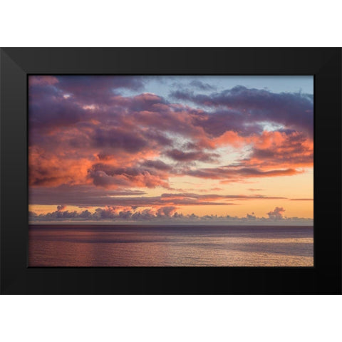 Canary Islands-Fuerteventura Island-Morro Jable-Playa de la Cebada beach-sunset sky Black Modern Wood Framed Art Print by Bibikow, Walter